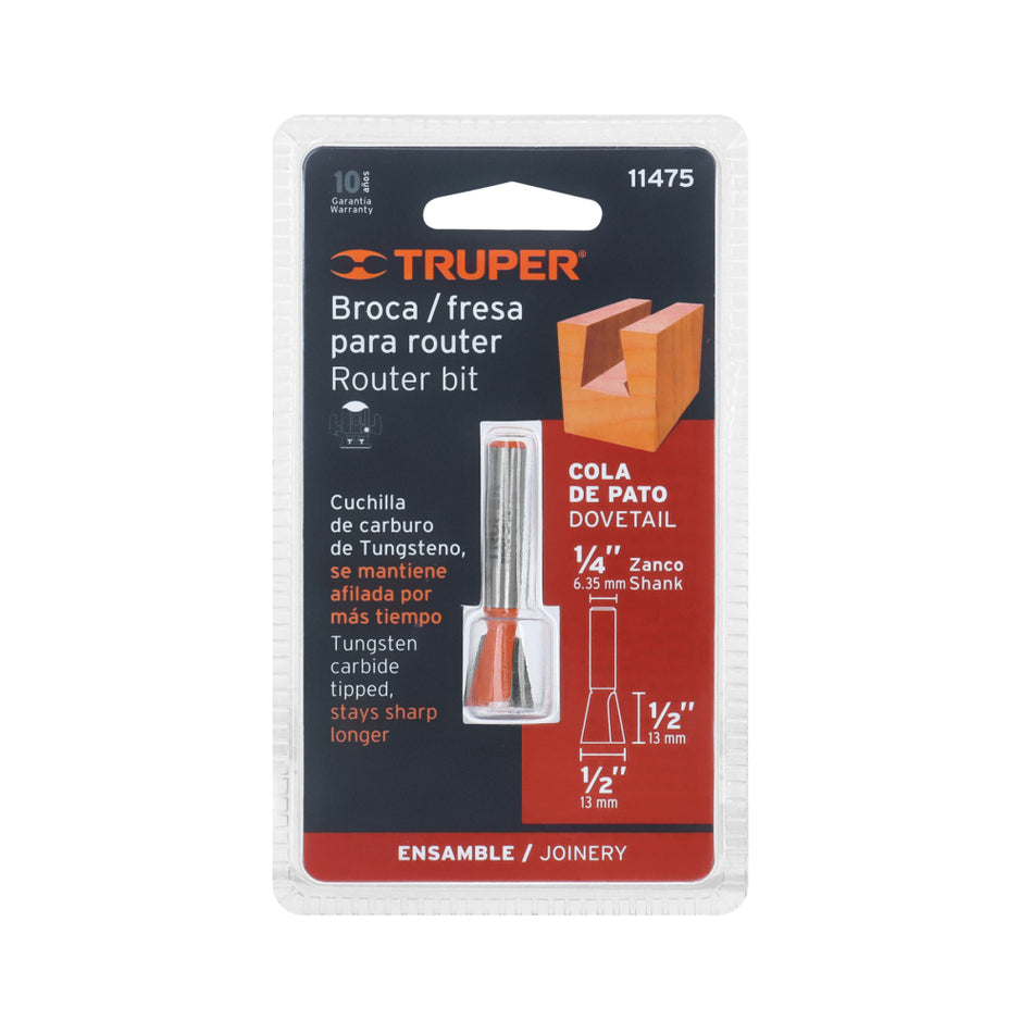 Fresa Truper BROU-CP1/2 1/2 Cola De Pato
