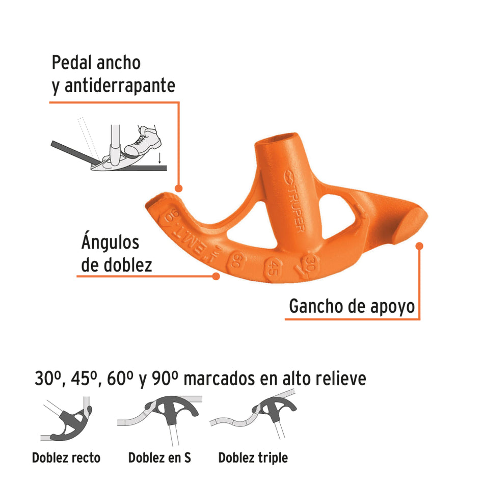 Doblador de Tubo Emt 1/2" (13mm) Truper DOTU-50