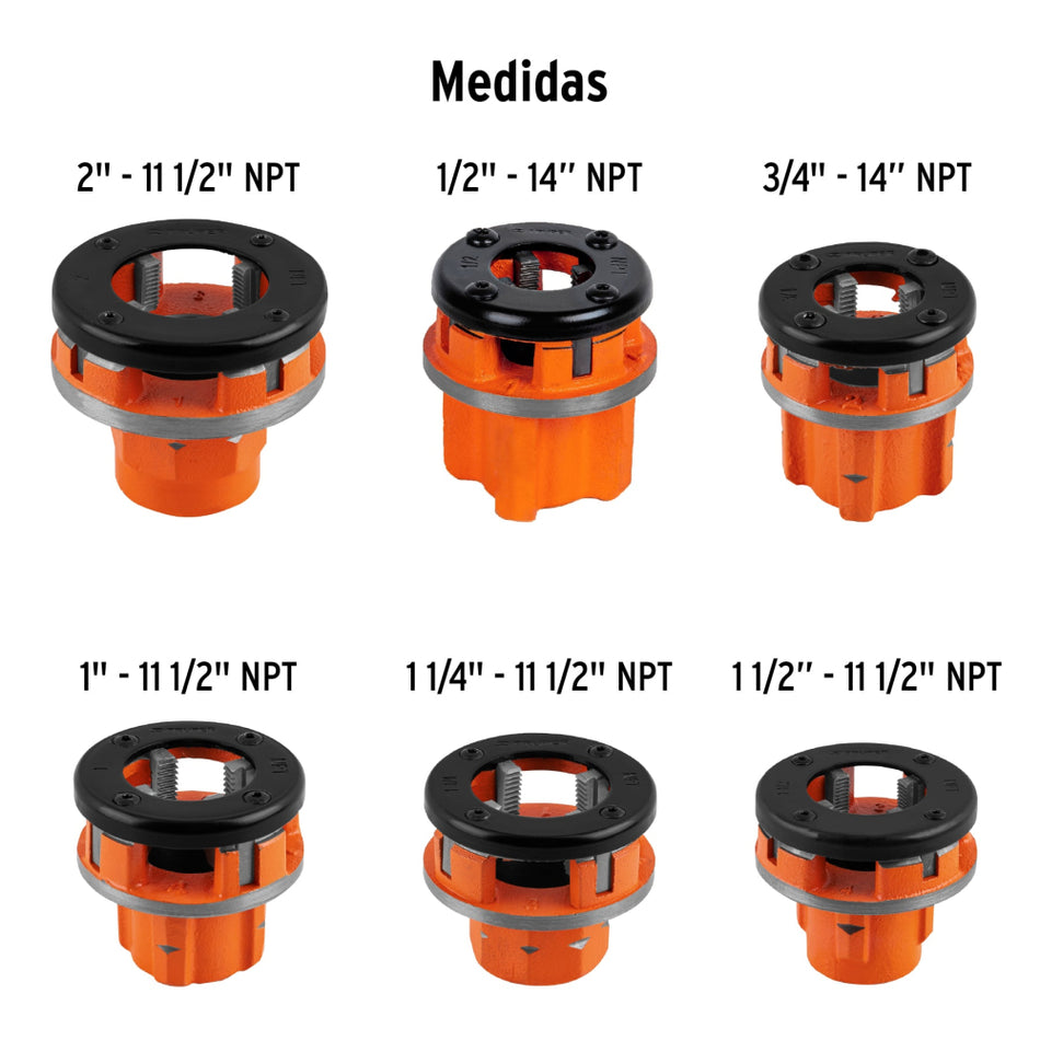 Juego de Tarrajas x 9pz Truper TA-851 Npt 1/2" a 2"