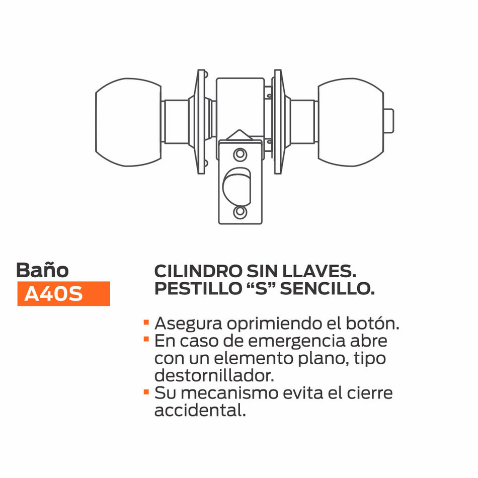 Cerradura A40S Segurex Orbit Cromo Baño
