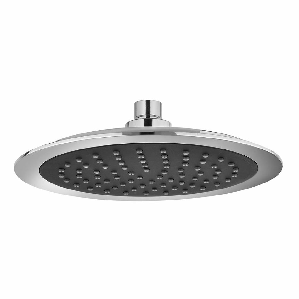 Regadera Redonda Neris Cromo-Negra 8" + Brazo 30 cm Stretto
