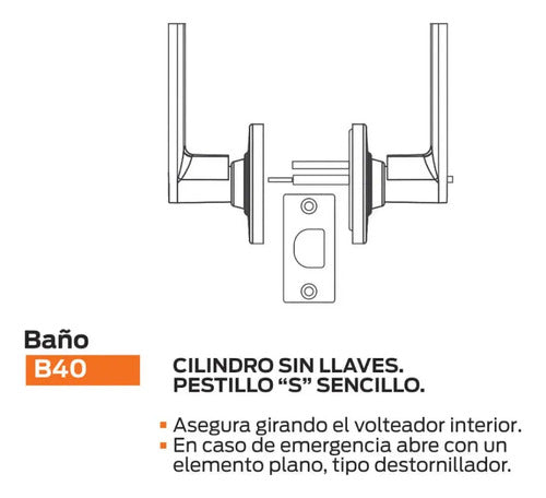 Cerradura B40 Segurex Amazonas Níquel Satinado Baño
