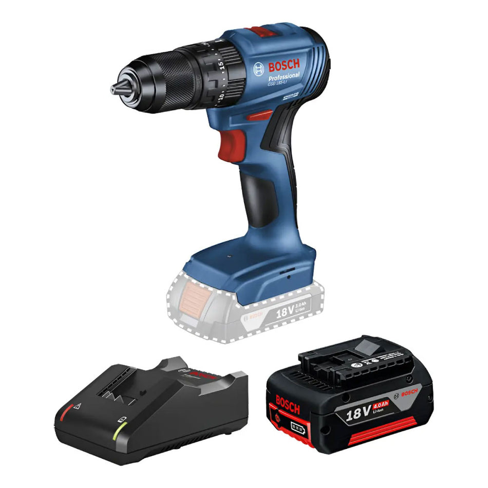 Taladro Percutor Inalámbrico Bosch GSB 185-Li BL 1/2" 1 Batería 18V 4Ah + Cargador 18V