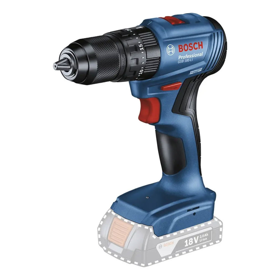 Taladro Percutor Inalámbrico Bosch GSB 185-Li BL 1/2" 1 Batería 18V 4Ah + Cargador 18V