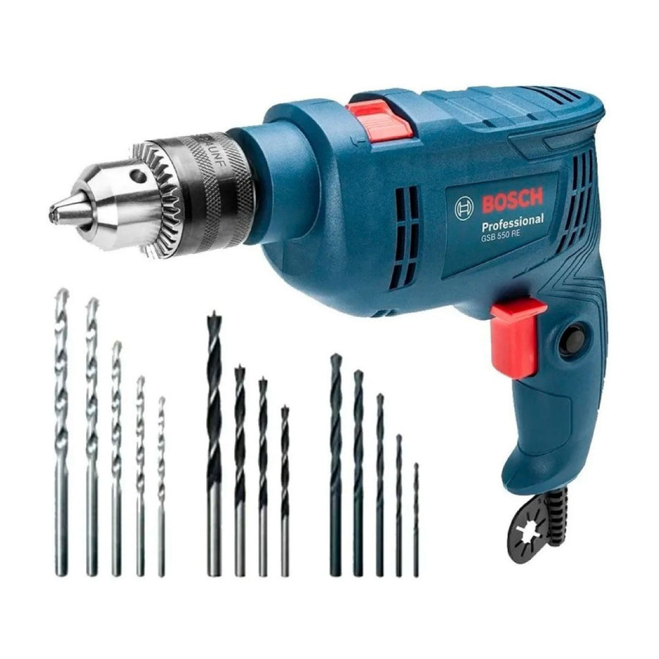 Taladro Percutor Vvr Bosch Pro GSB 550 RE 1/2 550w + 14 Acc