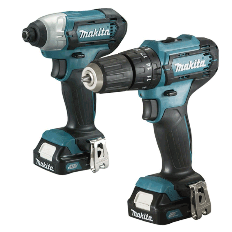Combo Taladro Percutor 3/8" + Atornillador Impacto Inalámbrico 12V CLX228 Makita