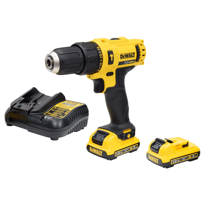 Taladro Percutor Inalámbrico 3/8" 12V Máx DCD716D2 DeWalt + 2 BAT + CARG + EST
